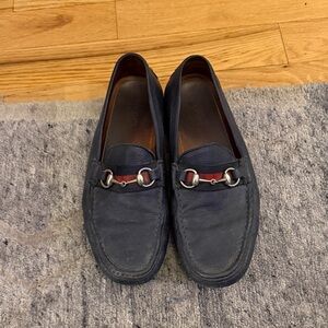 Gucci Navy Mens Leather Loafers fits size12/13